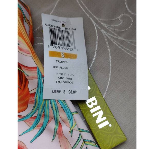 Gianni Bini Swimsuit Size Small Tropical Halter One Piece Birds of Paradise NWT - Picture 8 of 10